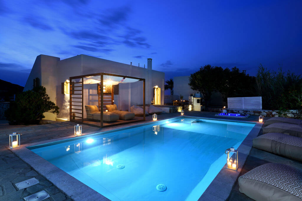 villas private pools paros greece