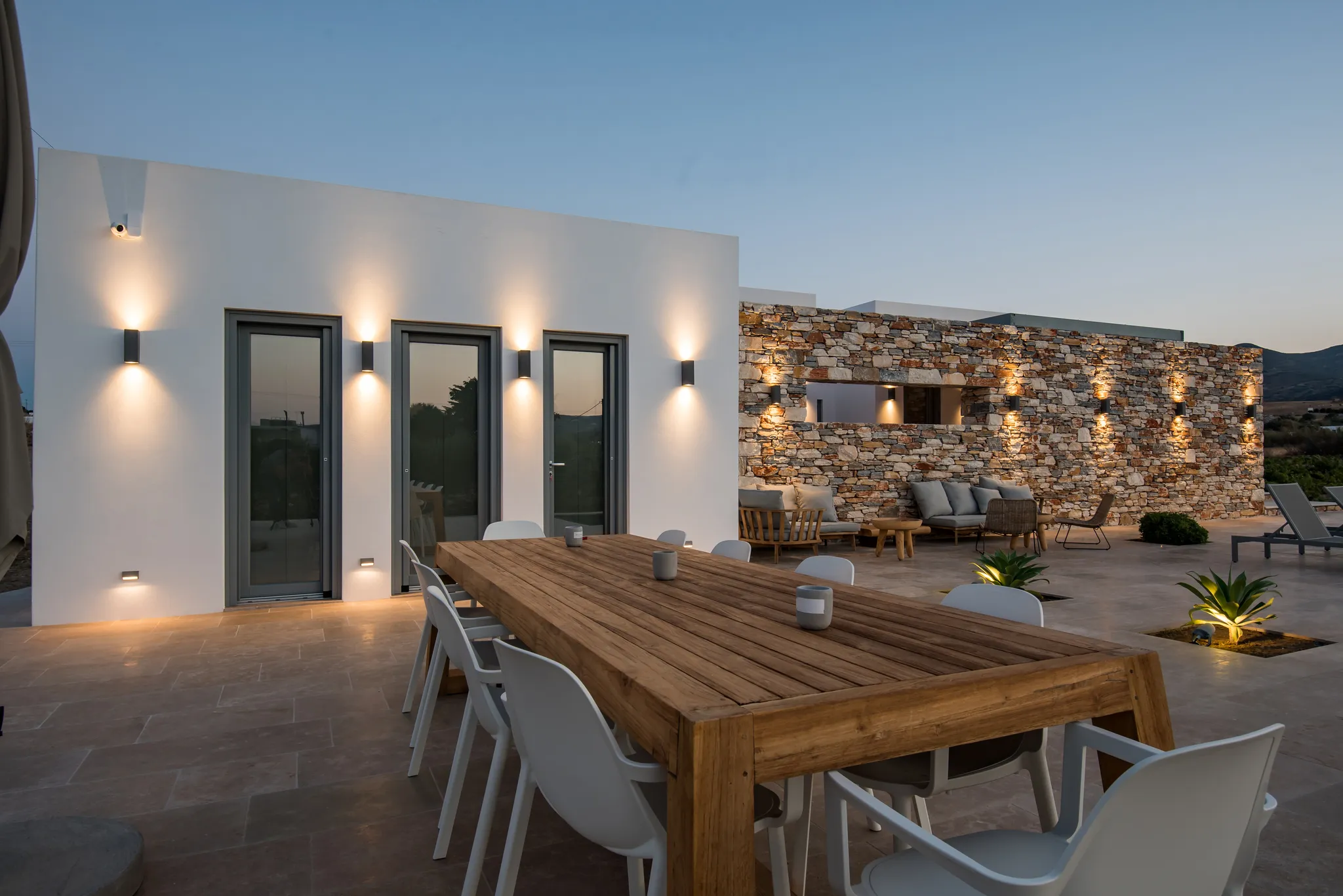 olive tree villa paros dining terrace