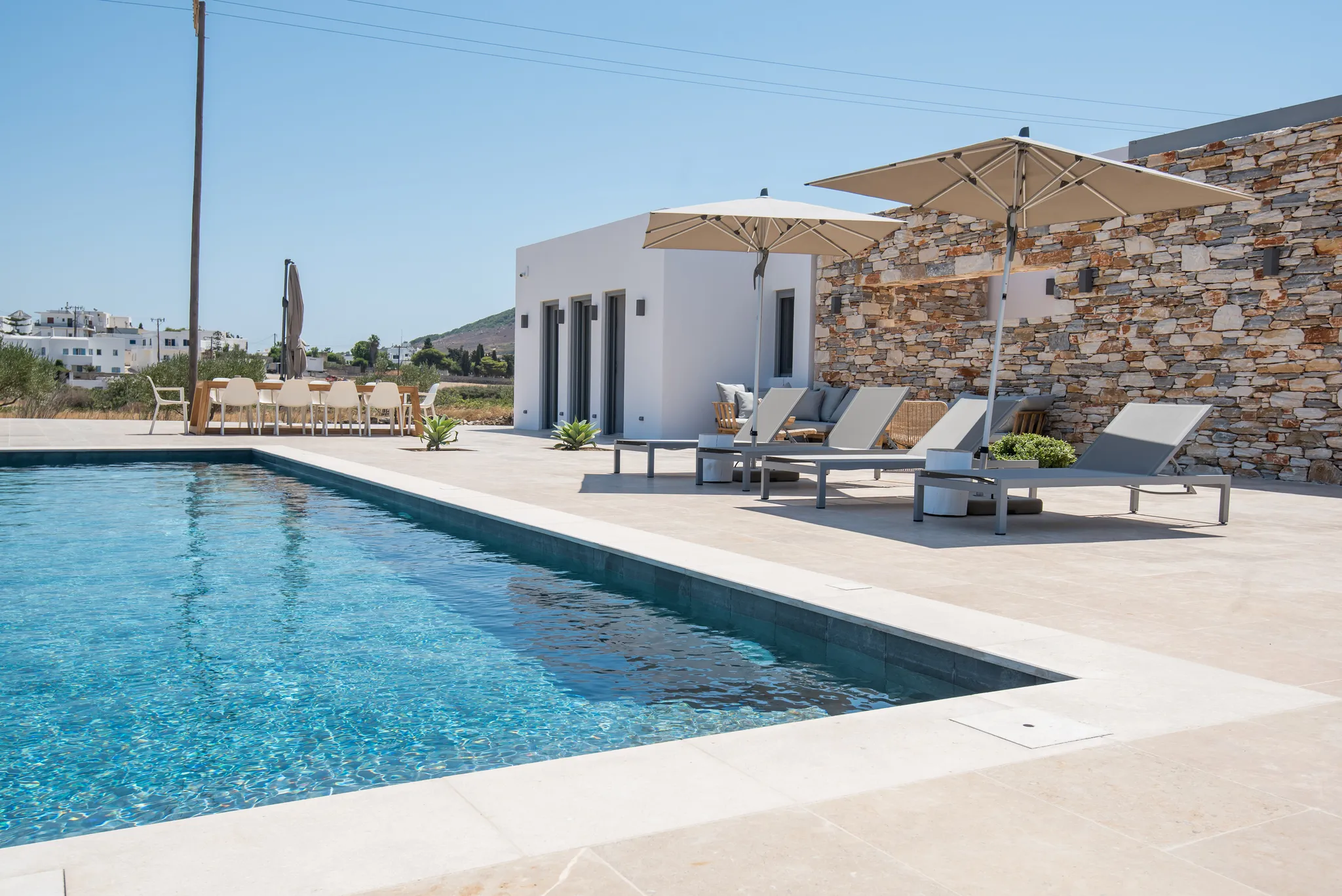 olive tree villa paros pool
