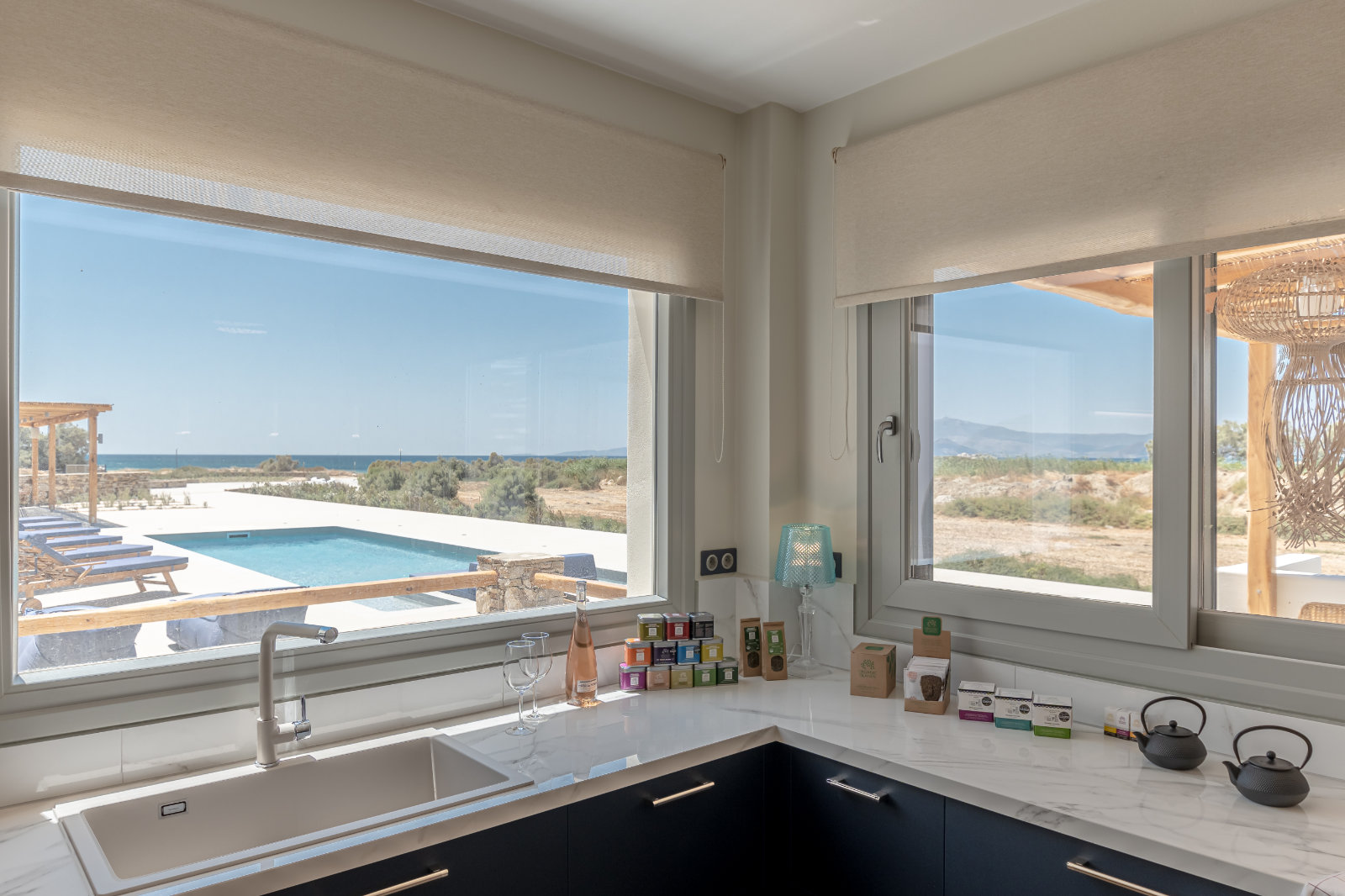 plaka beach luxury villas views